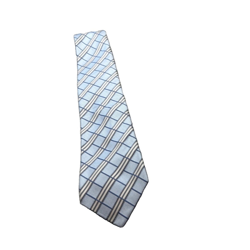 Burberry London Mens Blue Nova Check Silk Tie Plaid Made Italy Luxury Necktie